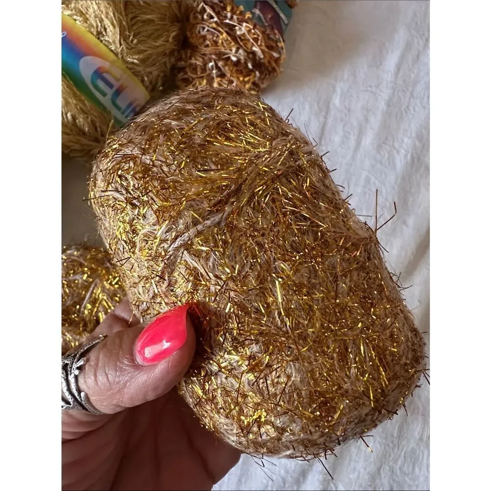 Yarn Bundle Gold Decorative Eyelash Party Yarn Multipack